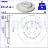 Disc frana Toyota Yaris (P21, PA1, PH1) Motor 1.0 (KSP211), 260x22mm, 46.3 mm, OE 43512K0030