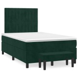 vidaXL Pat box spring cu saltea, verde &icirc;nchis, 120x190 cm, catifea 3270484