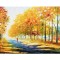 Tablou alee in parc pictat manual, Calmitate, 140x70cm ulei pe panza in cutit efect 3D, gata de agatat pe perete