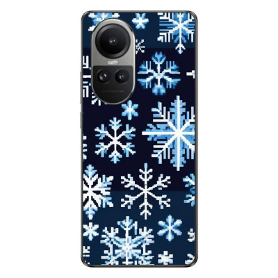 Husa compatibila cu Oppo Reno10 5G Silicon Gel Tpu Model Pixel Art Snowflakes foto