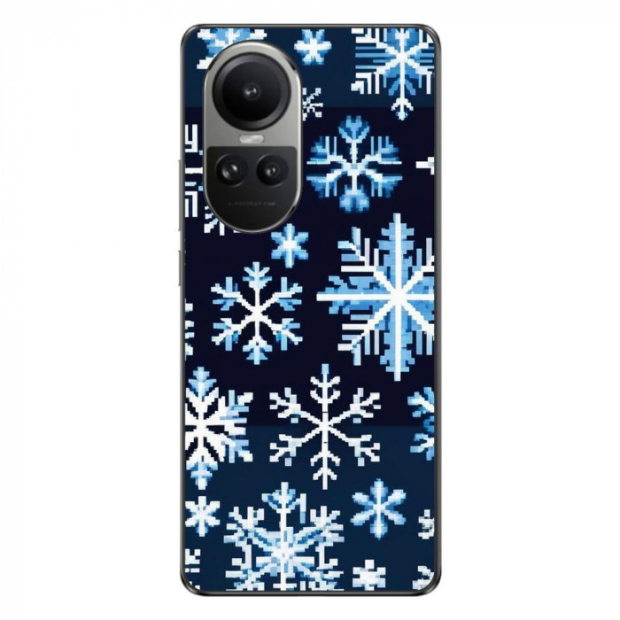 Husa compatibila cu Oppo Reno10 5G Silicon Gel Tpu Model Pixel Art Snowflakes