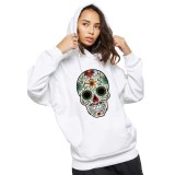 Hanorac dama alb - Sugar Skull Colorful - M