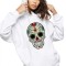 Hanorac dama alb - Sugar Skull Colorful - XL