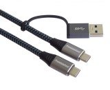 Cablu USB 3.2 Gen2 type C + adaptor USB-A T-T 3A/60W 2m, ku31cq2, Oem
