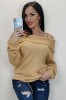 U746-14 Bluza tricotata, pe un umar, cu guler rasfrant, L, M/L, XL