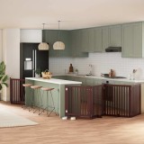 vidaXL Poartă c&acirc;ini pliabilă cu ușă 6 panouri maro, 480 cm, lemn plop 3155693