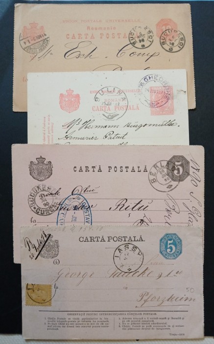 ROMANIA, clasic,4 carti postale circulate,--