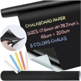 Cumpara ieftin Folie tip tabla neagra pentru perete si mobilier, reinscriptibila cu creta, 45 x 200 cm, autoadeziva, cu accesorii incluse