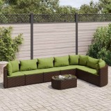 VidaXL Set canapele de grădină cu perne, 8 piese, maro, poliratan