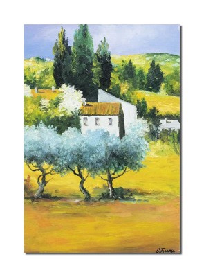 Tablou peisaj din natura pictat manual, 50x35cm pictura ulei pe panza foto