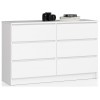 Comoda, placa laminata, 6 sertare, alb, 120x40x77 cm, Akord