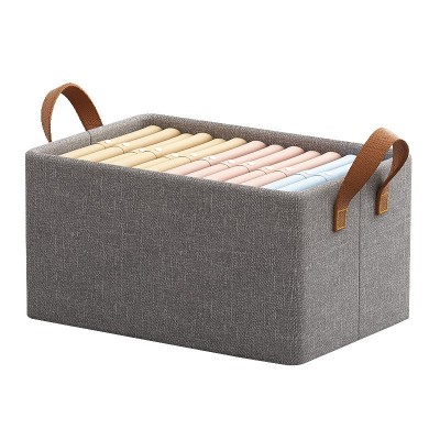 Cutie de Depozitare Tip Cos, Flippy, Material Textil, Pliabila, 47x28x20 cm, 35 l, Cadru Metalic, cu Manere, Maro foto