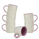 Set 6 cani, 320 ml, Portelan, Alb/Mov