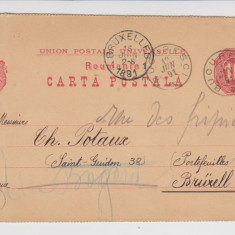 Carte postala Bucuresti Bruxelles 1891 CRASSENSOHN