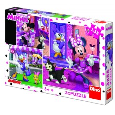 Puzzle 3 in 1 - O zi cu Minnie - 55 piese