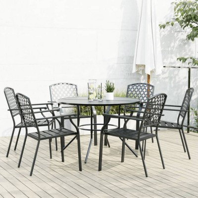 vidaXL Set scaune de grădină stivuibile, 7 buc., antracit, oțel vopsit 3283771 foto