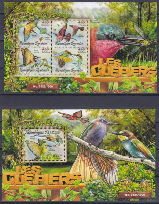 DB1 Fauna Pasari Granguri Mancatori de Albine Togo Tiraj 1000 MS + SS MNH foto