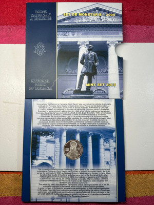 SET MONETARIE Romania BNR - An 2005 - Set monede in circulatie + Medalie Argint foto
