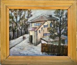 Tablou pictor rom&acirc;n Peisaj Casa Minerului pictura ulei inramata 44x51 cm