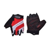 Manusi ciclism adulti, Leoshi, cu gel, marime L, culoare negru/rosu/alb Cod:LSL3075