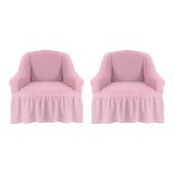 Cumpara ieftin Set 2 Huse Fotoliu Elastice cu Volane, Roz - HEP203