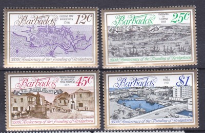 DB1 Barbados Aniversare Bridgetown 1978 Corabii Vederi Epoca 4 v. MNH foto