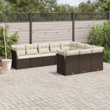 vidaXL Set canapele de grădină cu perne, 10 piese, maro, poliratan 3250062