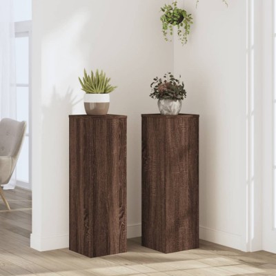 vidaXL Suporturi plante 2 buc. stejar maro 25x25x80cm lemn prelucrat foto