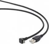 CABLU alimentare si date GEMBIRD, pt. smartphone, USB 2.0 (T) la Micro-USB 2.0 (T) (conector la 90 grade), 1.8m, negru, &quot;CCP-mUSB2-AMBM90-6&quot; (timbru v