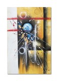 Cumpara ieftin Tablou abstract pictat manual living, birou, Calatorie spatiala, 90x60cm ulei pe panza in relief efect 3D, gata de agatat pe perete