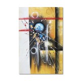 Tablou abstract pictat manual living, birou, Calatorie spatiala, 90x60cm ulei pe panza in relief efect 3D, gata de agatat pe perete