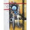 Tablou abstract pictat manual living, birou, Calatorie spatiala, 90x60cm ulei pe panza in relief efect 3D, gata de agatat pe perete
