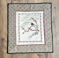 OBIECT DECORATIV VINTAGE TEXTIL CU BRODERIE MANUAL SI MATASE, CHINA