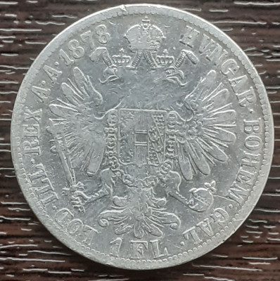 (A758) MONEDA DIN ARGINT AUSTRIA (AUSTRO-UNGARIA) - 1 FLORIN 1878, FRANZ JOSEF foto