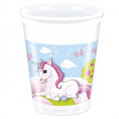 8 Pahare plastic Unicorn 200ml foto