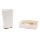 Cumpara ieftin Set accesorii baie 2buc Nature plastic culoare alb