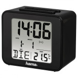 Ceas digital cu alarma, Termometru, Calendar, Hama Cube, Negru