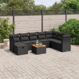 Cumpara ieftin Gossi set mobilier de gradina cu perne, 9 piese, negru, poliratan