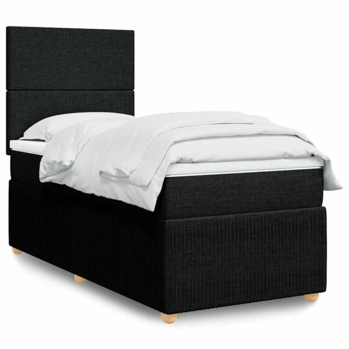 vidaXL Pat box spring cu saltea, negru, 90x200 cm, textil 3291934
