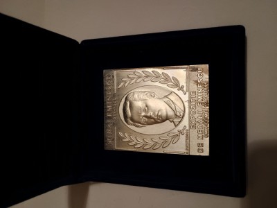 PLACHETA SUPERBA MIHAI EMINESCU ,bronz aurit foto