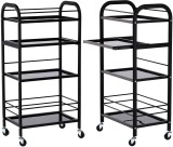 Ucenic Coafor cu Roti 4 Sertare Enzo Model 1018B Universal, Cadru Metalic Robust, Rafturi Sticla, Mobilier Salon Profesional