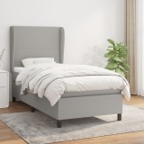 Cumpara ieftin Pat box spring cu saltea, gri deschis, 100x200 cm, textil