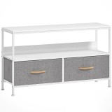 HOMCOM Mobilier TV pentru 47" cu Sertare Pliabile din Material Textil și Raft din Metal și MDF, 98x29x56 cm, Negru | Aosom Romania