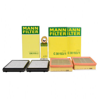 Pachet Revizie Filtru Aer + Polen + Ulei + Combustibil Mann Filter Bmw Seria 7 E65, E66, E67 2001-2009 745d 300 / 329 PS 2XC30153/1+CUK3124-2+HU722X foto