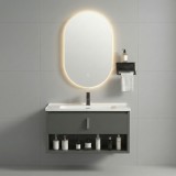 Set mobilier de baie cu lavoar Toledo 80cm Grey