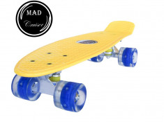 Penny board Mad Cruiser cu roti iluminate-galben foto