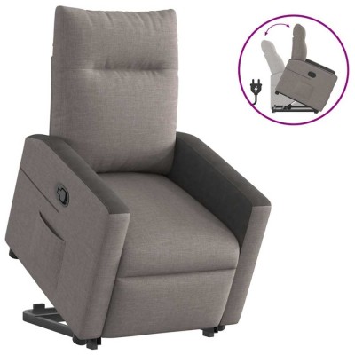 vidaXL Fotoliu rabatabil cu ridicare pe verticală, gri taupe, textil 3324057 foto