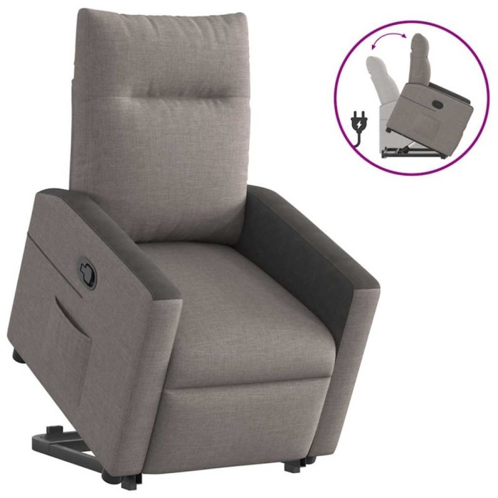 vidaXL Fotoliu rabatabil cu ridicare pe verticală, gri taupe, textil 3324057