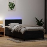 vidaXL Pat cu arcuri cu saltea și LED, negru, 80x220 cm, catifea 3317291