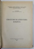 CERCETARI DE LITERATURA ROMANA de D. POPOVICI, SIBIU 1944